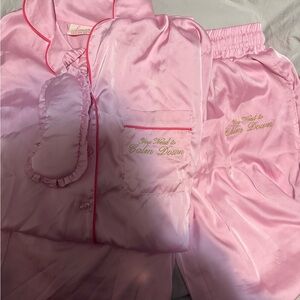 Taylor Swift Pink Satin Pajama Set with Eye Mask